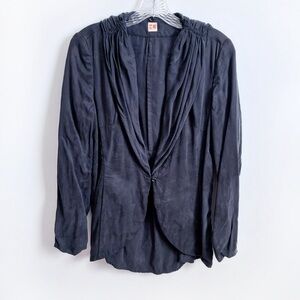 Hugo Boss Orange blazer black slouchy ruched hooded drape single button